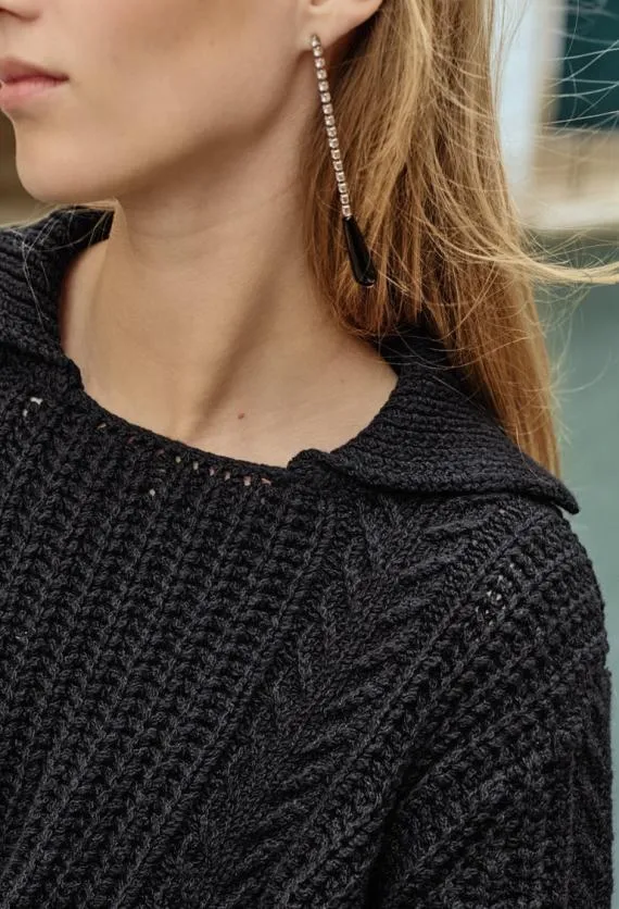 Ciao Lucia Polo Sweaters Aubrey Black Cotton Collared Pullover PreOrder 8211 Women