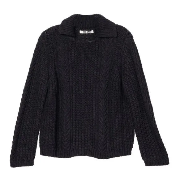 Ciao Lucia Polo Sweaters Aubrey Black Cotton Collared Pullover PreOrder 8211 Women