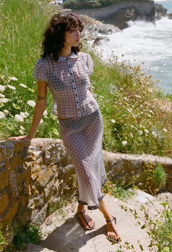 Ciao Lucia Skirts Valeria Sheer Plaid Organza Midi Skirt 8211 Women