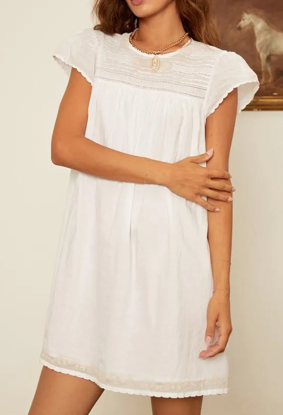 Ciao Lucia White Dresses Joelle Cap Sleeved Cotton Mini Dress 8211 Women