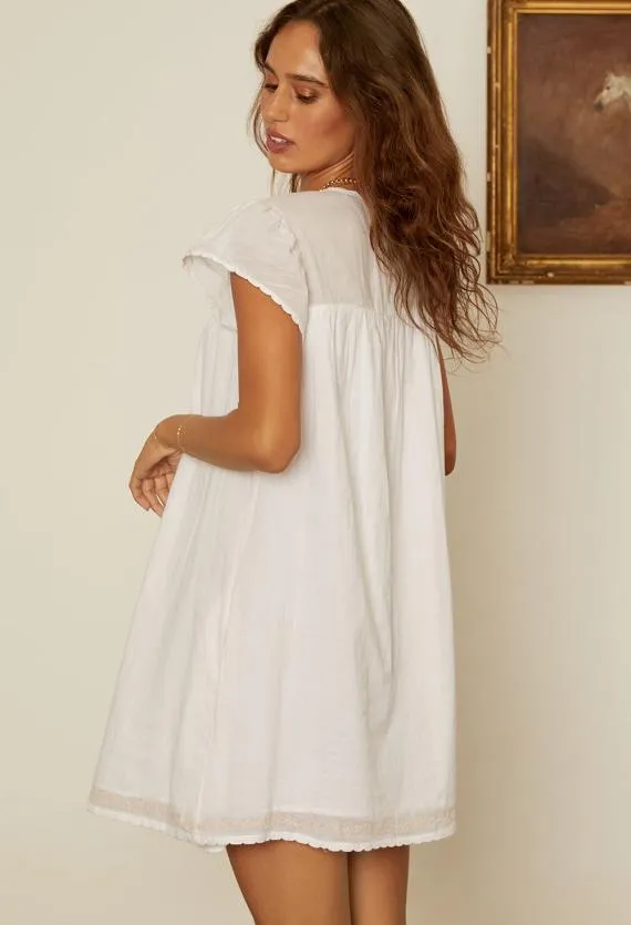 Ciao Lucia White Dresses Joelle Cap Sleeved Cotton Mini Dress 8211 Women