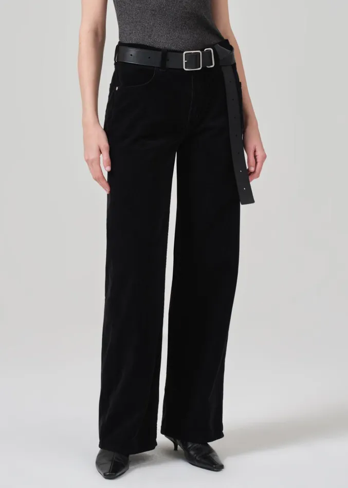 Citizens Of Humanity Annina High Rise Wide Leg 33034 Corduroy In Black Women Pants