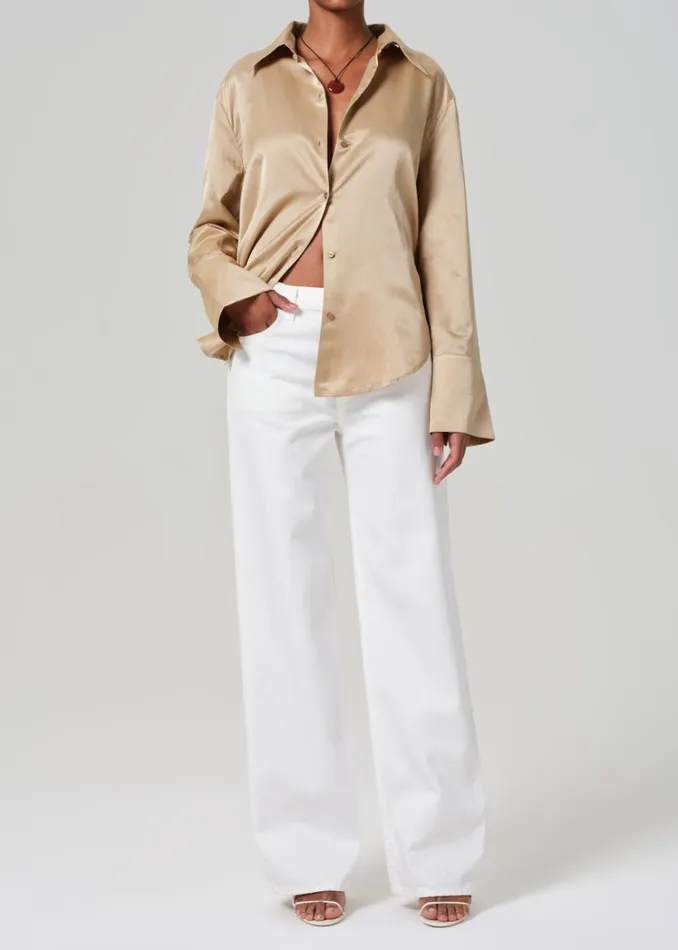 Citizens Of Humanity Annina High Rise Wide Leg 33034 In Soft White Women Jeans