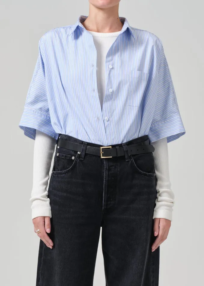 Citizens Of Humanity Claire Origami Shirt In Melissani Stripe Women Tops