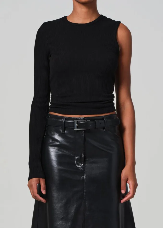 Citizens Of Humanity Fellina One Sleeve In Black Women Tops