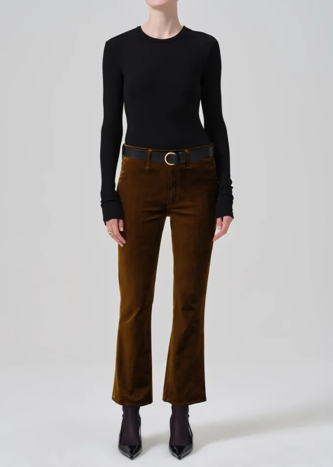 Citizens Of Humanity Isola Cropped Trouser Velvet In Golden Women Pants