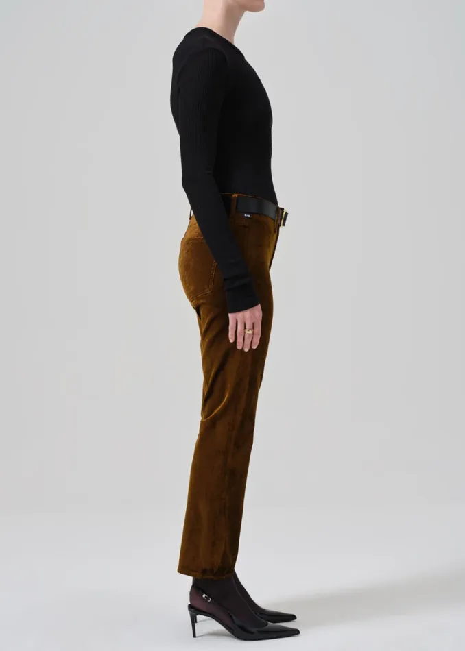 Citizens Of Humanity Isola Cropped Trouser Velvet In Golden Women Pants