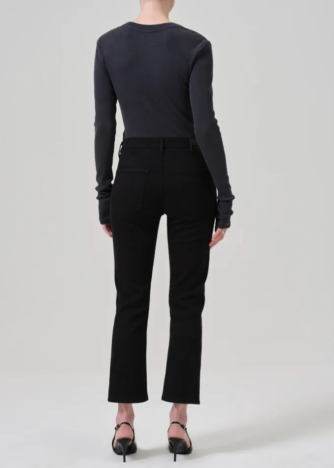 Citizens Of Humanity Isola Mid Rise Cropped Boot In Plush Black Women Jeans