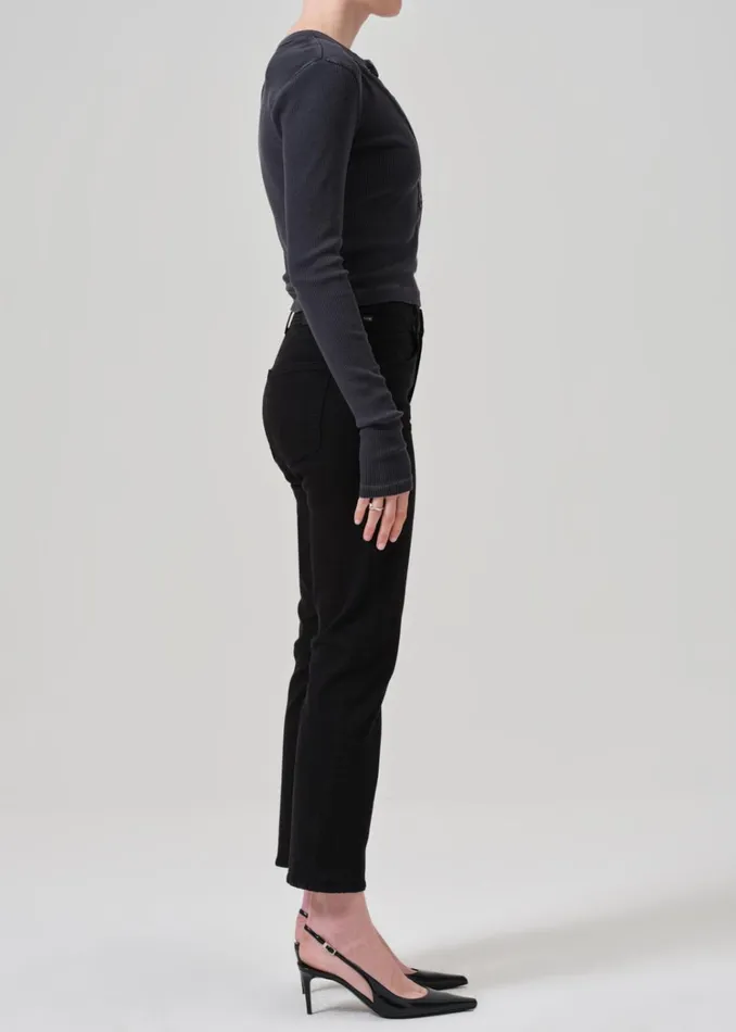 Citizens Of Humanity Isola Mid Rise Cropped Boot In Plush Black Women Jeans