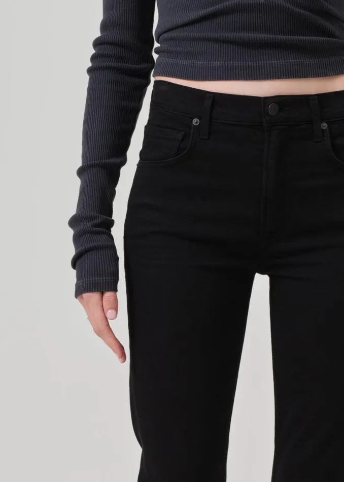 Citizens Of Humanity Isola Mid Rise Cropped Boot In Plush Black Women Jeans