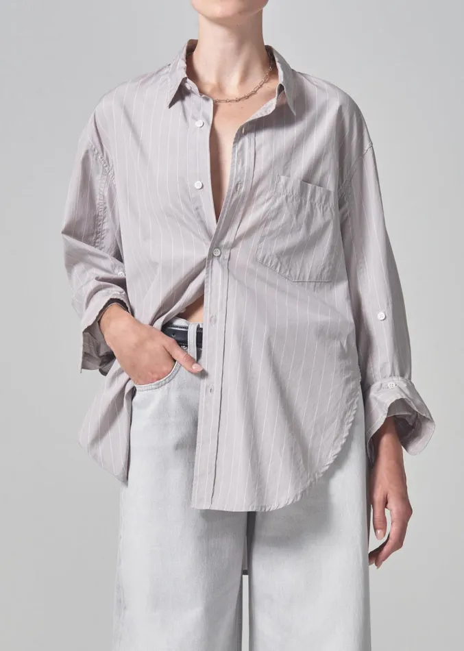 Citizens Of Humanity Kayla Shirt In Tailor Grey Stripe Women Tops