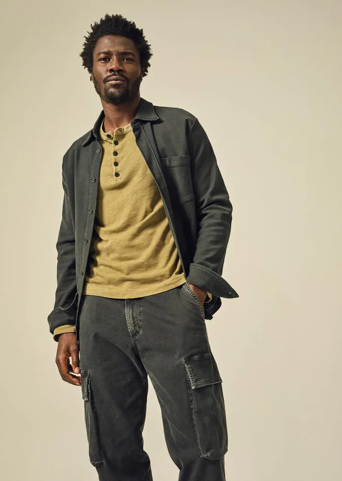 Citizens Of Humanity Luca Bucket Dye Shirt French Terry In Gravel Men Shirts