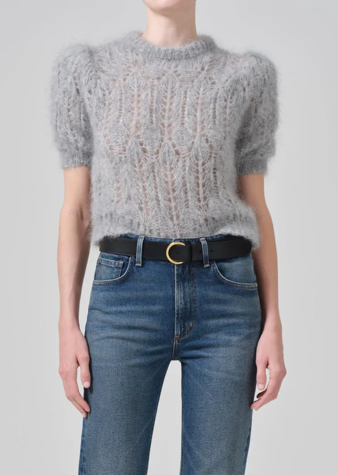 Citizens Of Humanity Odette Puff Sleeve Sweater In Heather Grey Women Tops