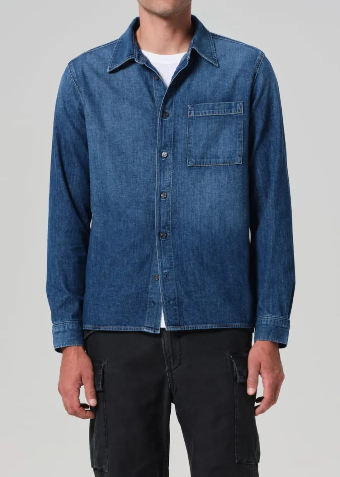 Citizens Of Humanity Rework Shirt Chambray In Nile Men Shirts