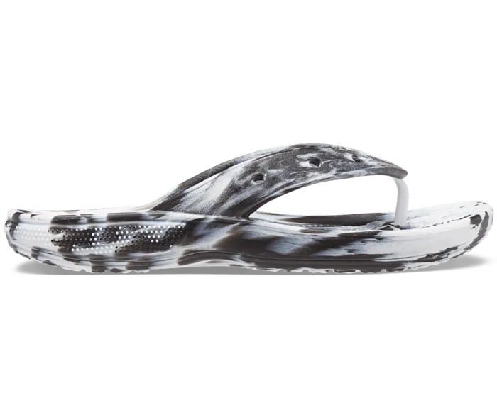 Classic Marble Flip Black White Women Crocs Sandals