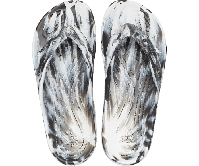 Classic Marble Flip Black White Women Crocs Sandals