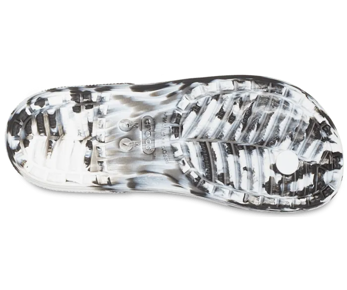 Classic Marble Flip Black White Women Crocs Sandals