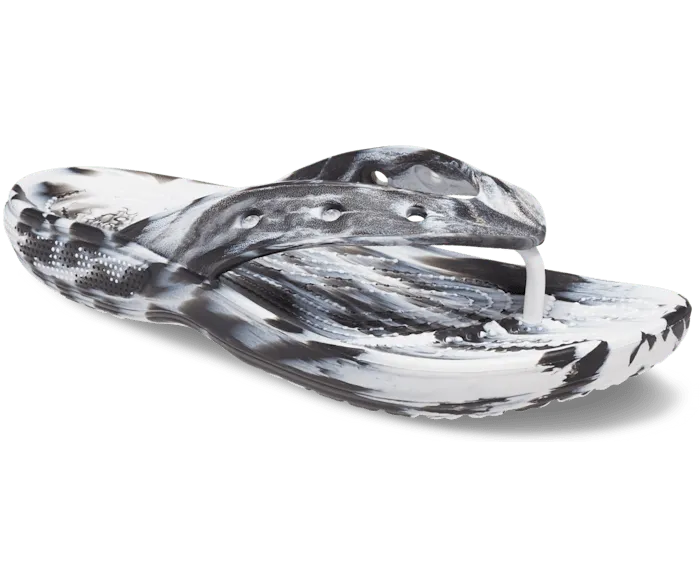 Classic Marble Flip Black White Women Crocs Sandals