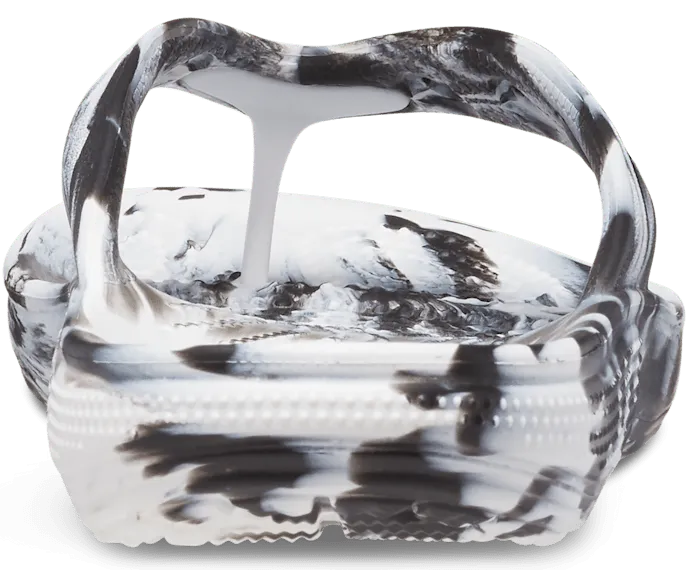 Classic Marble Flip Black White Women Crocs Sandals