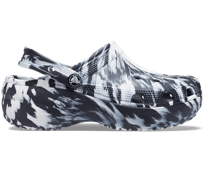 Classic Platform Marbled Clog Black White Women Crocs Platforms 038 Wedges