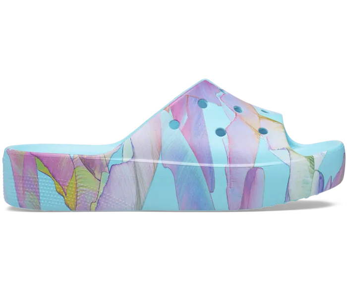 Classic Platform Palm Print Slide Neptune Multi Women Crocs Platforms 038 Wedges