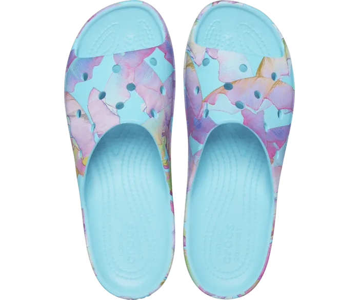 Classic Platform Palm Print Slide Neptune Multi Women Crocs Platforms 038 Wedges