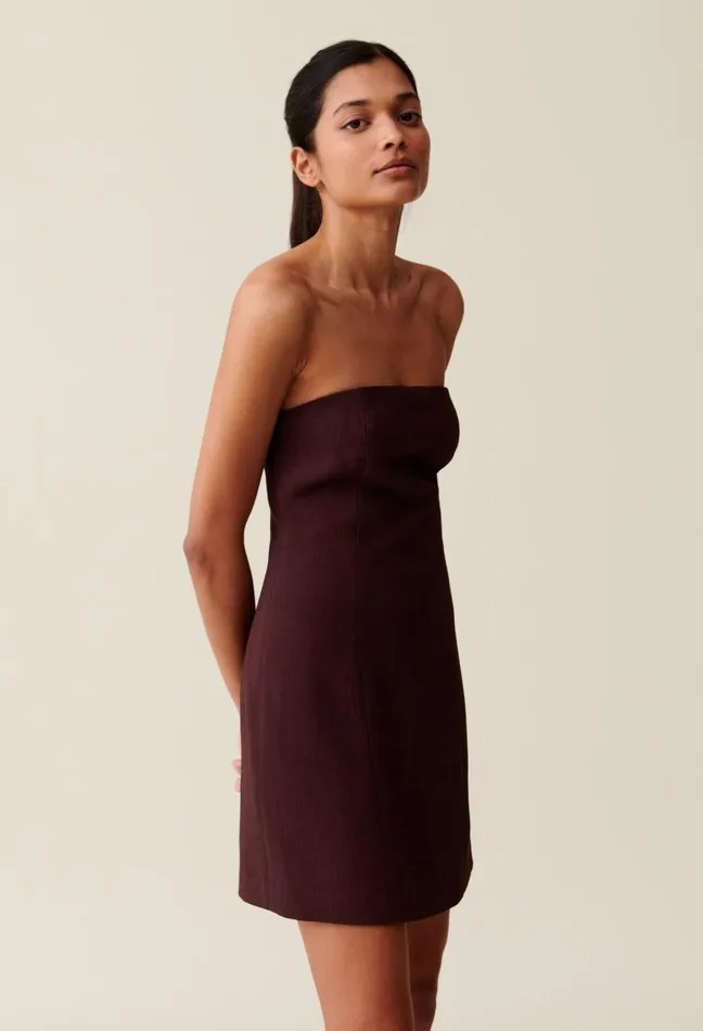 Claudie Pierlot Cappucino Strapless Short Dress Cappucino Women Dresses