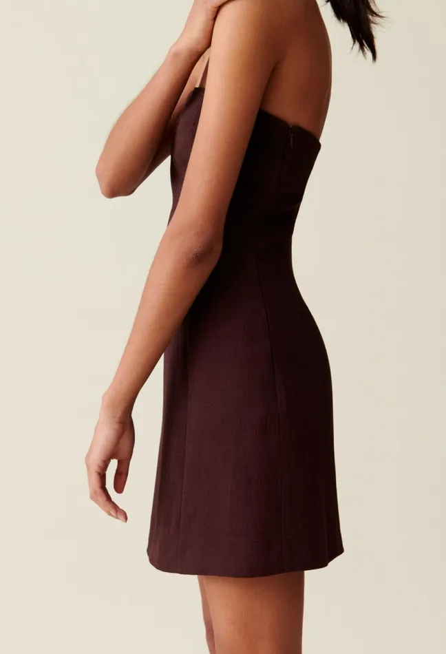 Claudie Pierlot Cappucino Strapless Short Dress Cappucino Women Dresses Claudie Pierlot Cappucino Strapless Short Dress Cappucino Women Dresses