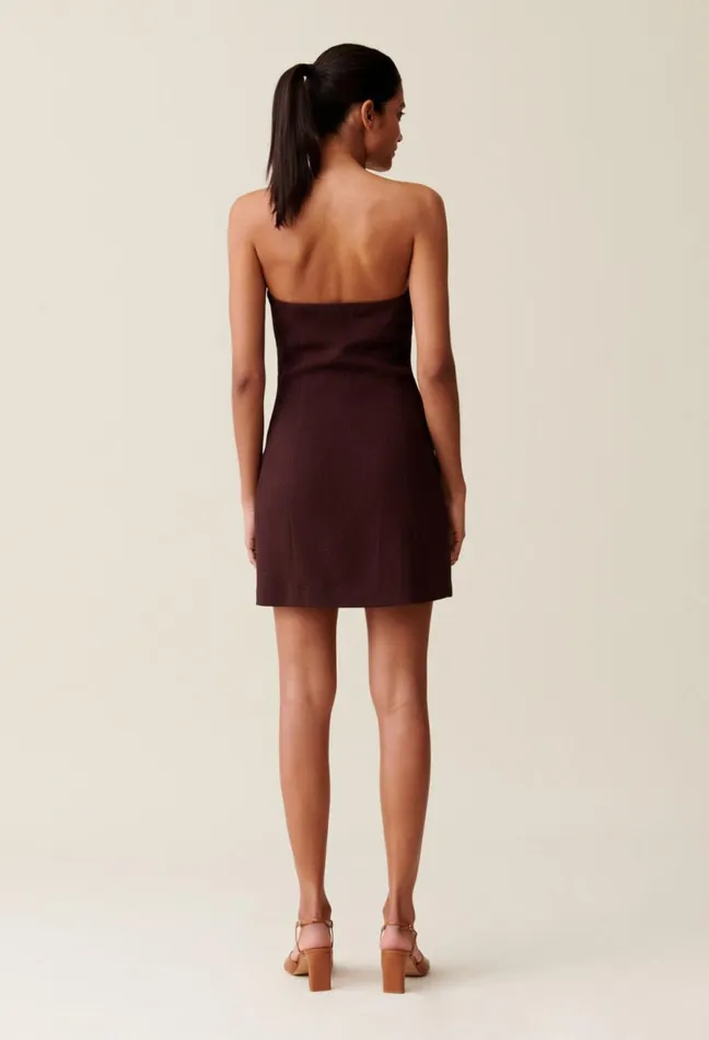 Claudie Pierlot Cappucino Strapless Short Dress Cappucino Women Dresses Claudie Pierlot Cappucino Strapless Short Dress Cappucino Women Dresses