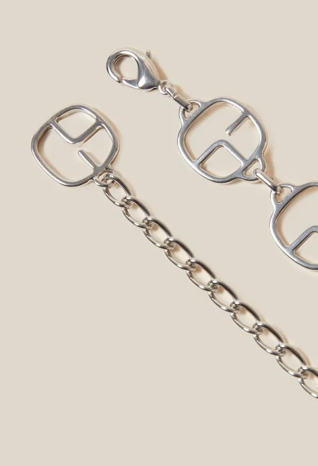 Claudie Pierlot Chain Monogram Belt Silver Women Belts Claudie Pierlot Chain Monogram Belt Silver Women Belts
