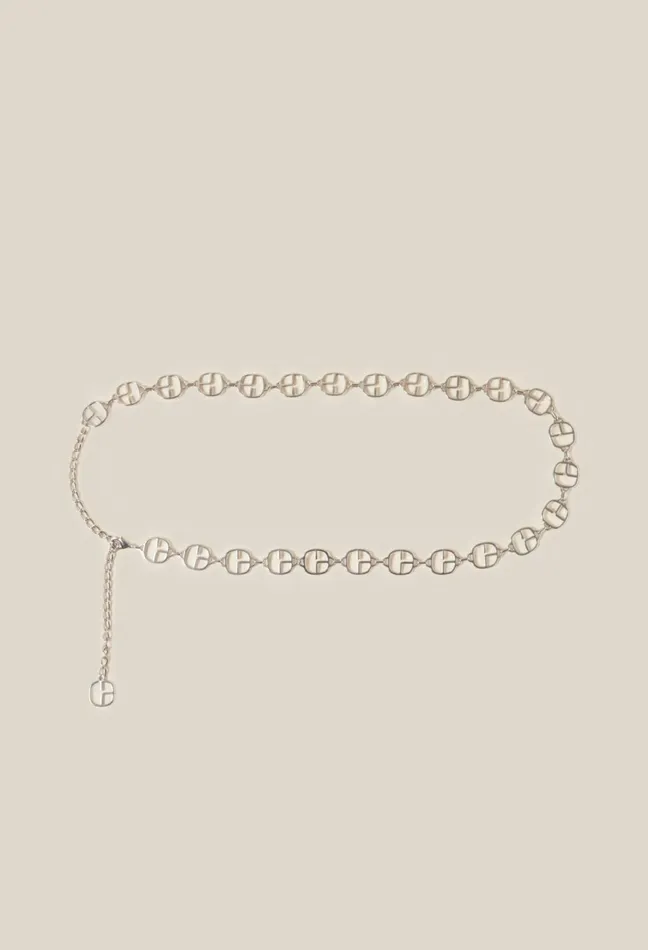 Claudie Pierlot Chain Monogram Belt Silver Women Belts Claudie Pierlot Chain Monogram Belt Silver Women Belts