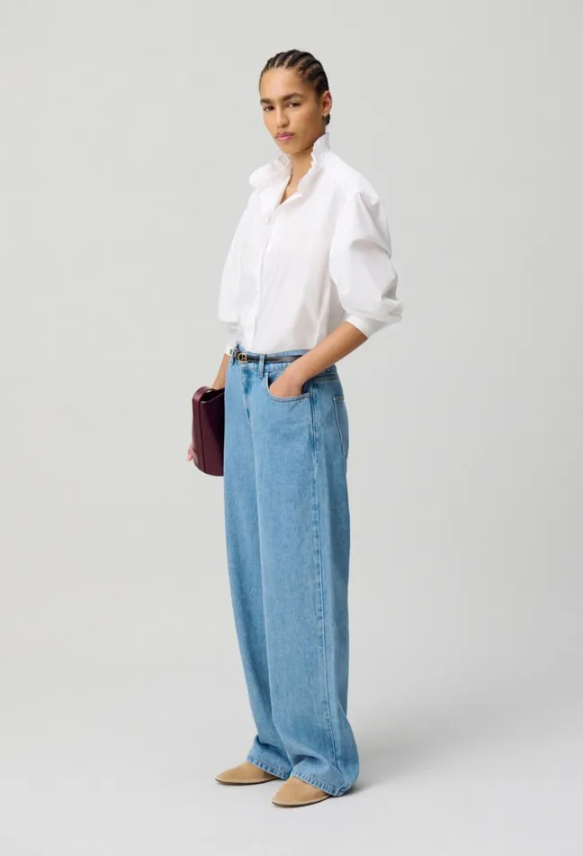 Claudie Pierlot Cotton Shirt With Frill Collar White Women Tops And Shirts