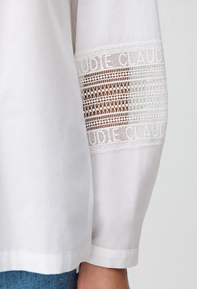 Claudie Pierlot Cotton Shirt With Frill Collar White Women Tops And Shirts Claudie Pierlot Cotton Shirt With Frill Collar White Women Tops And Shirts