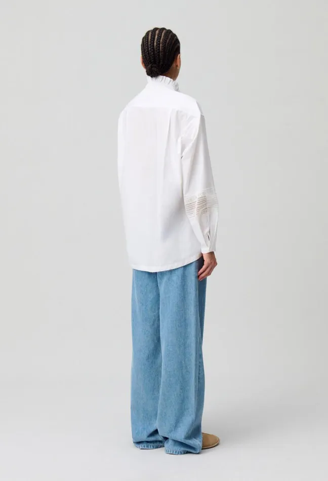 Claudie Pierlot Cotton Shirt With Frill Collar White Women Tops And Shirts Claudie Pierlot Cotton Shirt With Frill Collar White Women Tops And Shirts