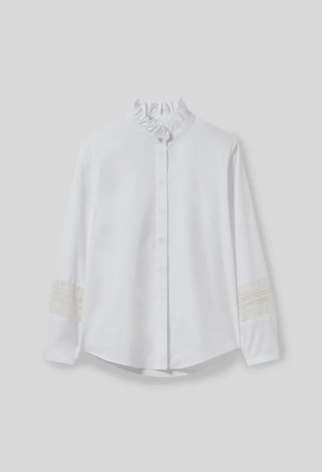 Claudie Pierlot Cotton Shirt With Frill Collar White Women Tops And Shirts Claudie Pierlot Cotton Shirt With Frill Collar White Women Tops And Shirts
