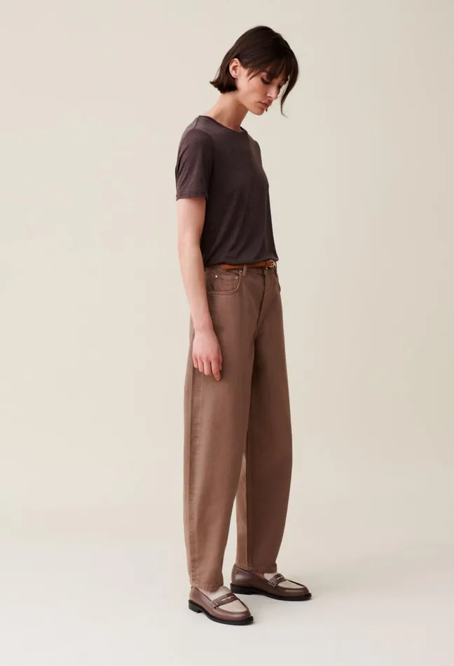 Claudie Pierlot Embroidered Cp ShortSleeve Tee Brown Ice Women TShirts