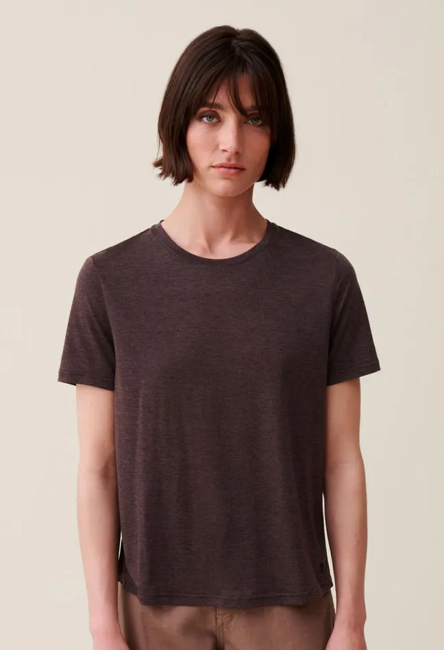 Claudie Pierlot Embroidered Cp ShortSleeve Tee Brown Ice Women TShirts Claudie Pierlot Embroidered Cp ShortSleeve Tee Brown Ice Women TShirts