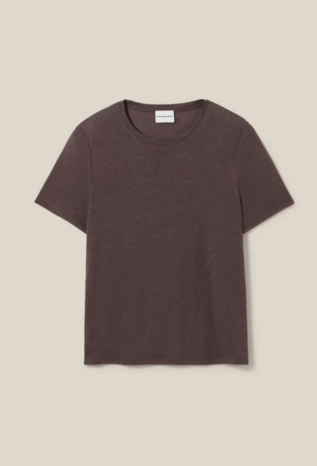 Claudie Pierlot Embroidered Cp ShortSleeve Tee Brown Ice Women TShirts Claudie Pierlot Embroidered Cp ShortSleeve Tee Brown Ice Women TShirts