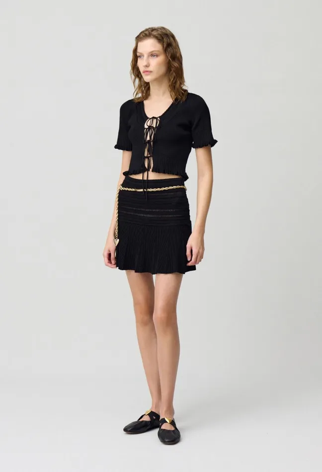 Claudie Pierlot Fine Knit Top With Bows Black Women Tops And Shirts