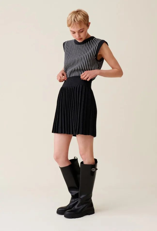 Claudie Pierlot Grey Marl Knit Mini Skirt Mottled Grey Women Skirts And Shorts