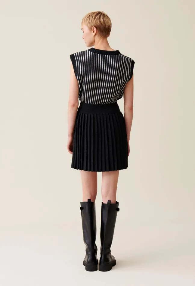 Claudie Pierlot Grey Marl Knit Mini Skirt Mottled Grey Women Skirts And Shorts