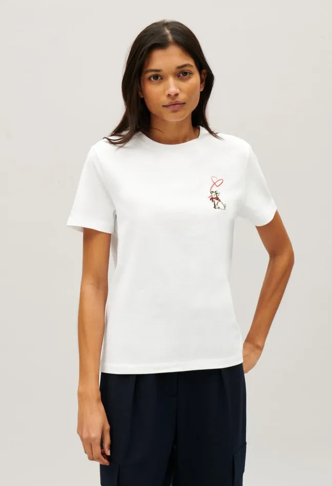Claudie Pierlot Jean Toto Cream TShirt Ecru Women TShirts