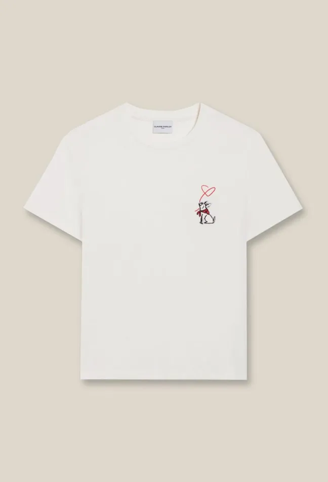 Claudie Pierlot Jean Toto Cream TShirt Ecru Women TShirts Claudie Pierlot Jean Toto Cream TShirt Ecru Women TShirts