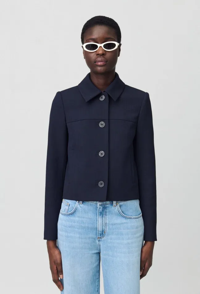 Claudie Pierlot Navy Boxy Jacket Women Jackets Claudie Pierlot Navy Boxy Jacket Women Jackets