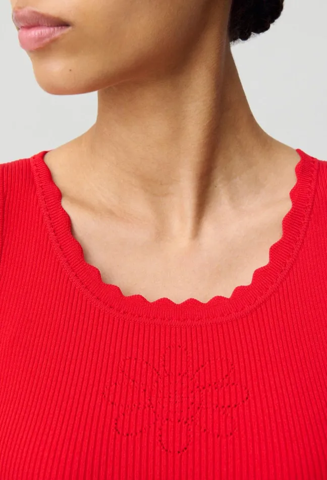 Claudie Pierlot Ruffled Knit Dress Red Women Dresses Claudie Pierlot Ruffled Knit Dress Red Women Dresses