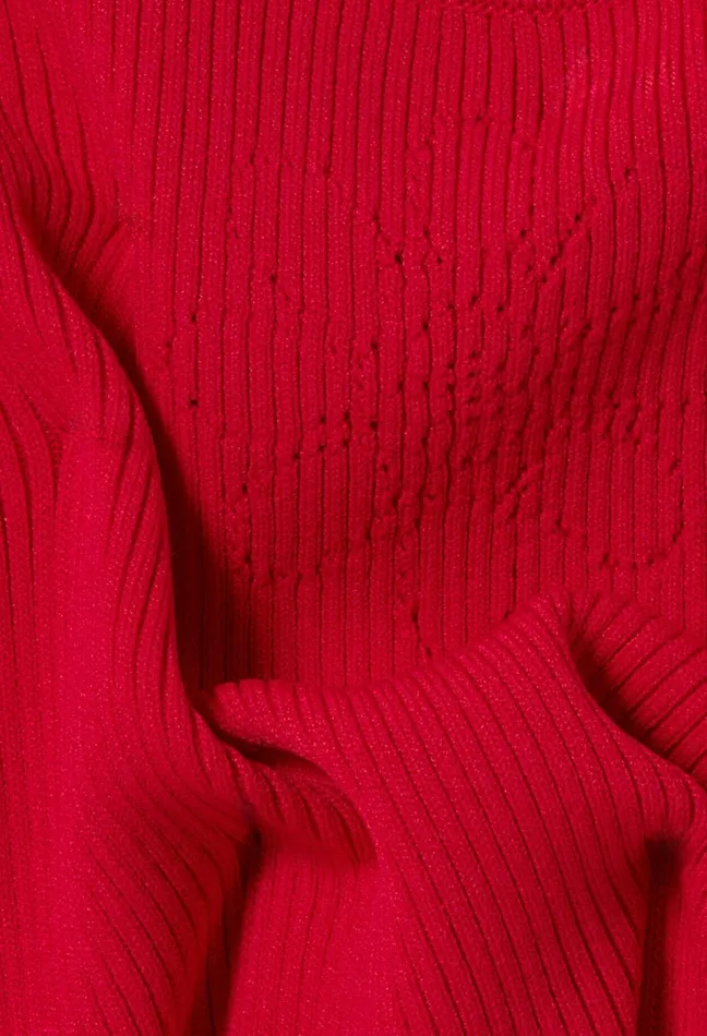 Claudie Pierlot Ruffled Knit Dress Red Women Dresses Claudie Pierlot Ruffled Knit Dress Red Women Dresses