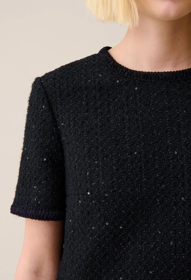 Claudie Pierlot Short Black Tweed Dress Women Dresses Claudie Pierlot Short Black Tweed Dress Women Dresses