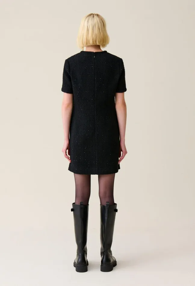 Claudie Pierlot Short Black Tweed Dress Women Dresses Claudie Pierlot Short Black Tweed Dress Women Dresses