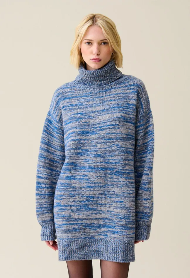 Claudie Pierlot Short Wool Turtleneck Dress Dualcolor Women Knitwear And Cardigans Claudie Pierlot Short Wool Turtleneck Dress Dualcolor Women Knitwear And Cardigans