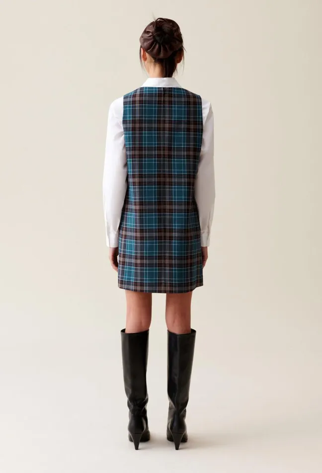 Claudie Pierlot Sleeveless Checked Mini Dress Multicolored Women Dresses Claudie Pierlot Sleeveless Checked Mini Dress Multicolored Women Dresses